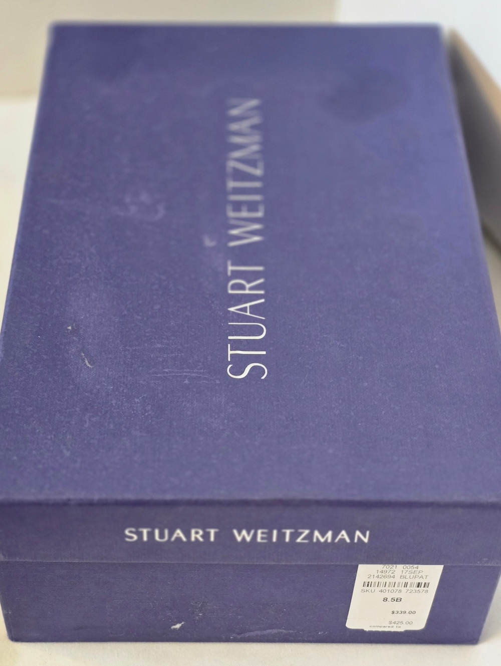 *NEW Stuart Weitzman Navy Suede Cork Wedge Pumps 8 1/2 - Picture 15 of 15